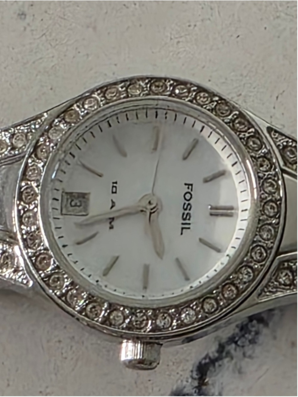 Women's Fossil Silver-Tone Crystal Accent Watch, One Size - Picture 8 of 12